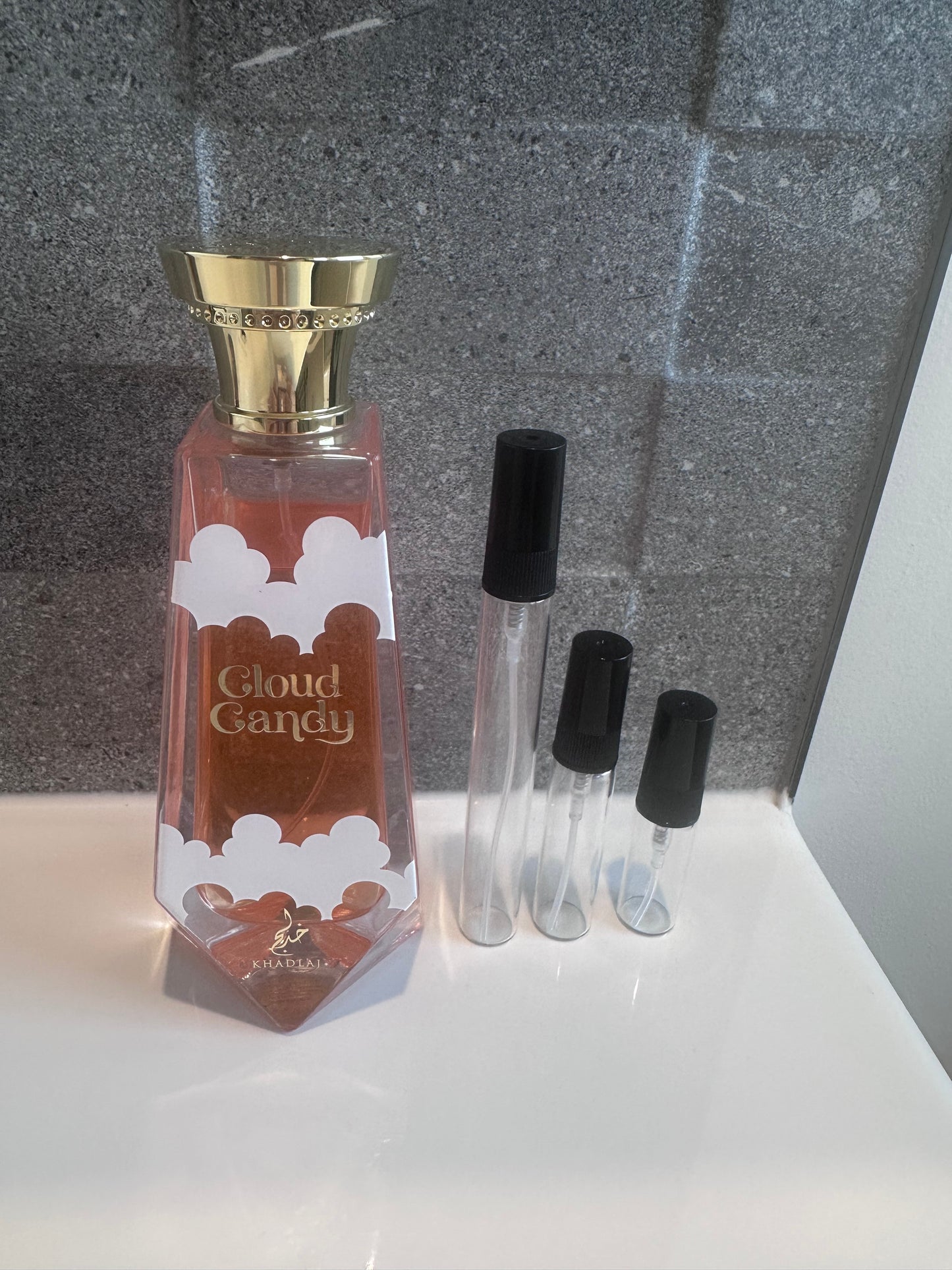Khadlaj- Cloud Candy perfume decant bottle sizes NZ