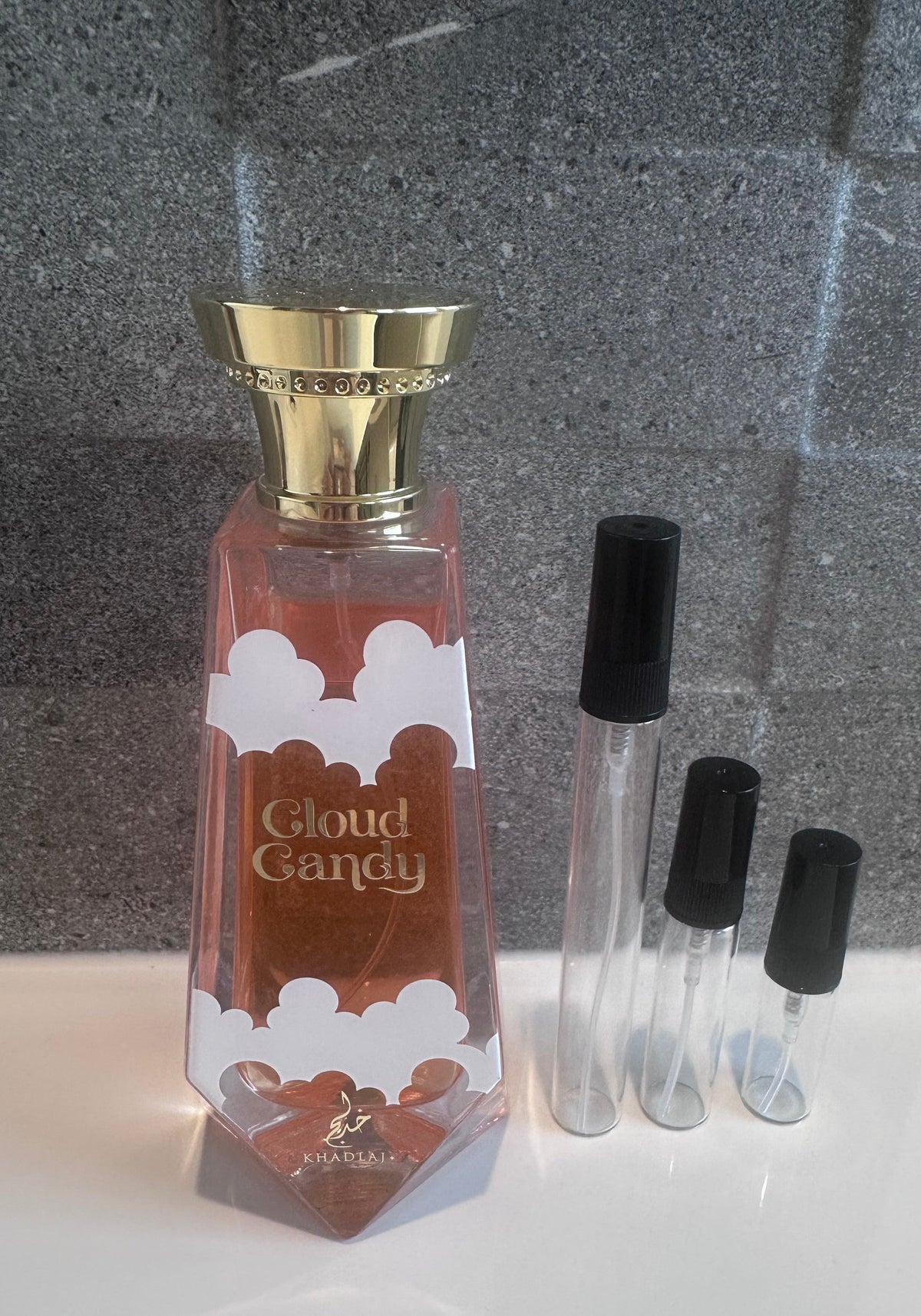 Khadlaj- Cloud Candy perfume decant bottle sizes NZ