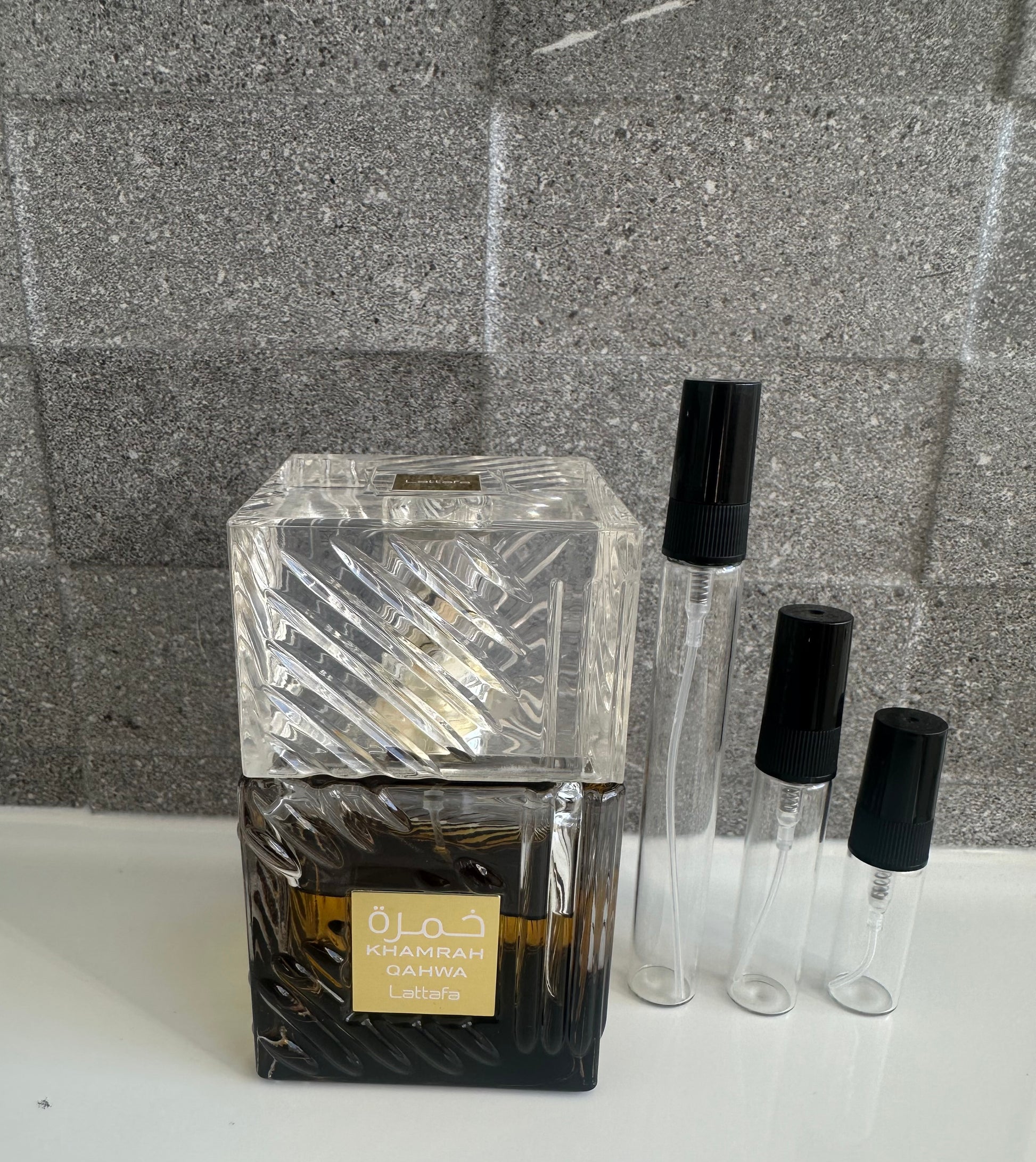 Lattafa - Khamrah Qahwa perfume decant bottle sizes NZ