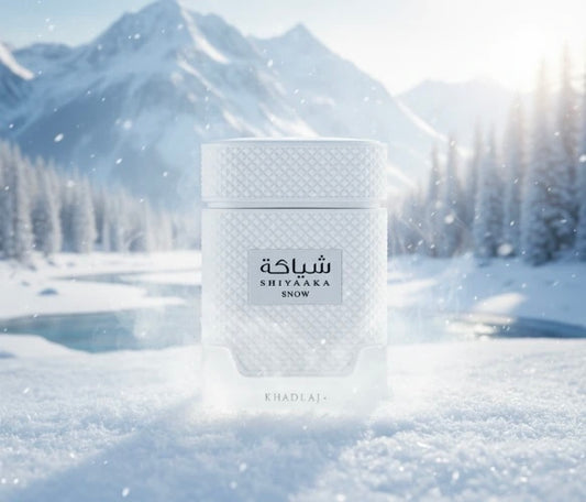 Khadlaj shiyaaka snow perfume promotional image 