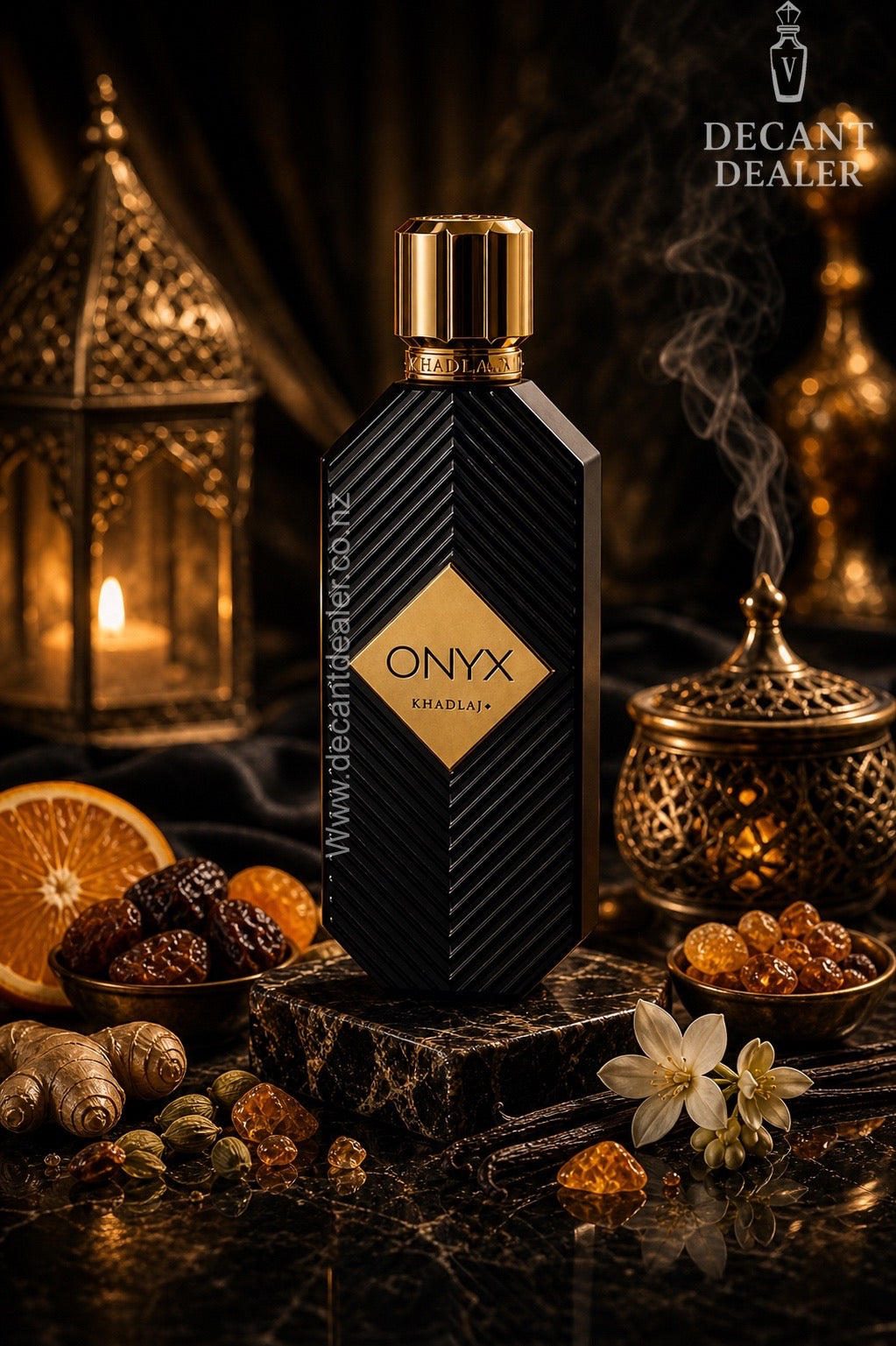 Khadlaj Onyx Gold perfume Decant Dealer NZ created watermarked