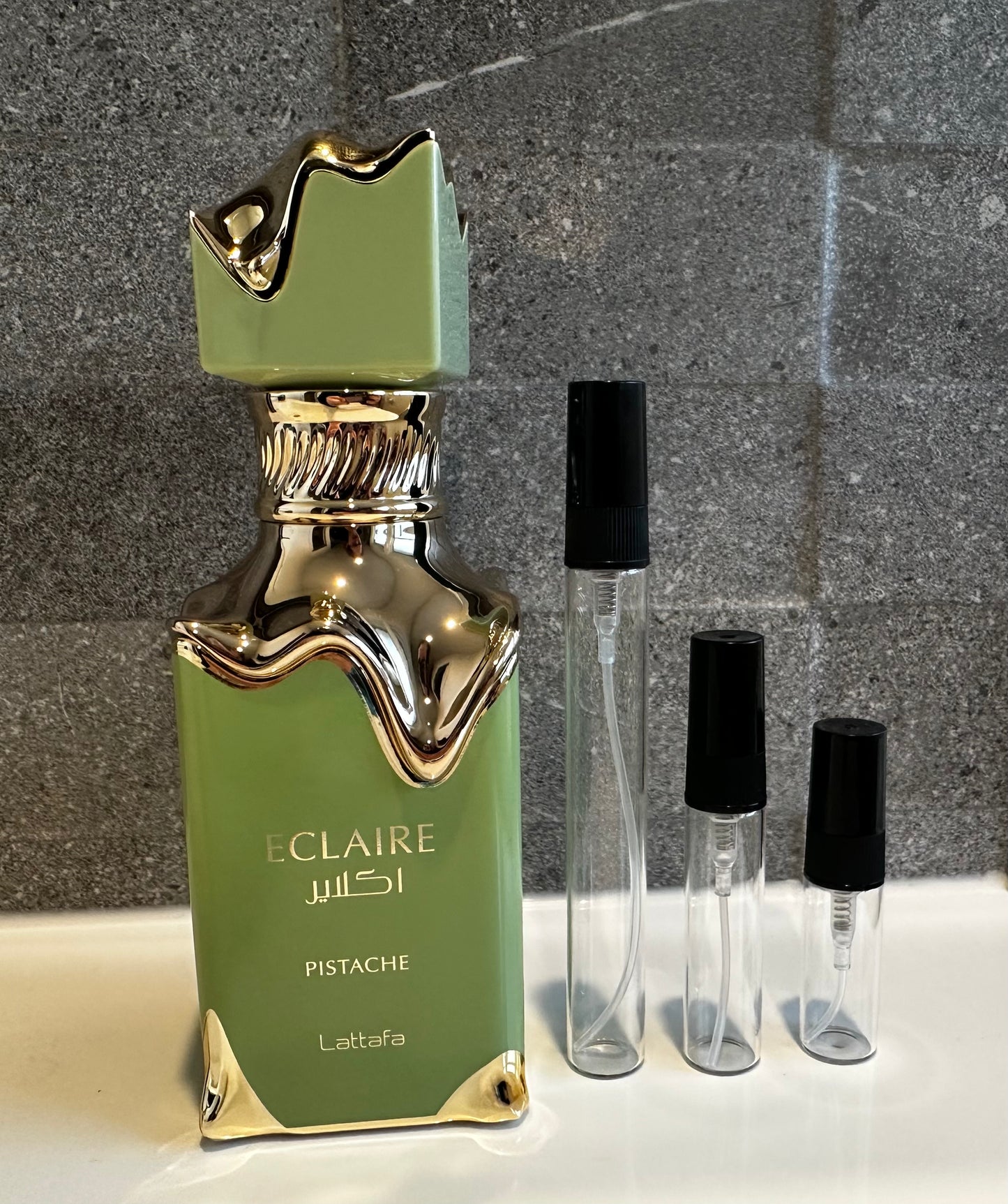 Lattafa Eclaire Pistache perfume decant sizes 