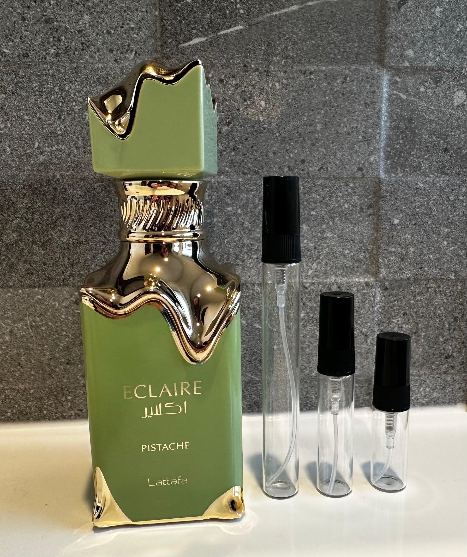 Lattafa Eclaire Pistache perfume decant sizes 