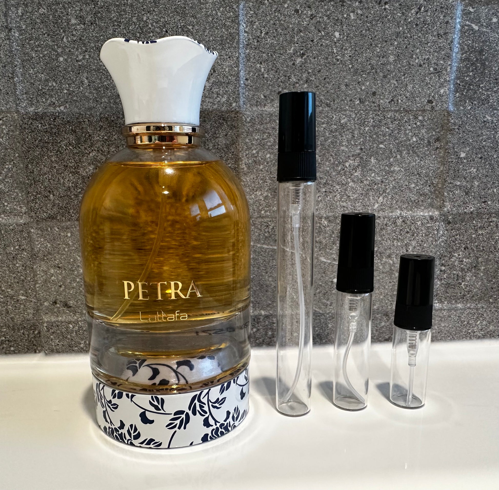 Lattafa Petra perfume decant sizes