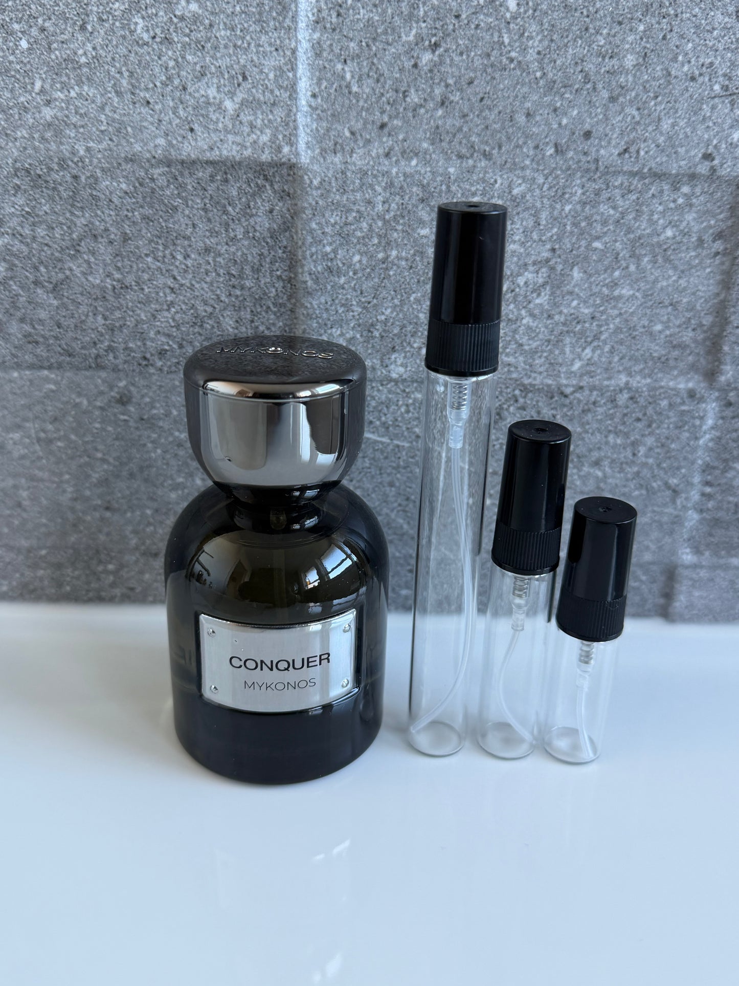 Mykonos Conquer perfume decant sizes