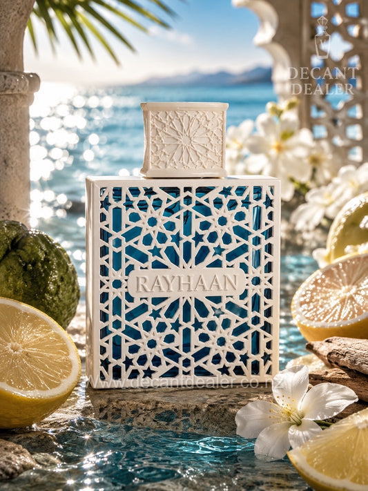 Rayhaan Azul perfume decant dealer NZ promo pic